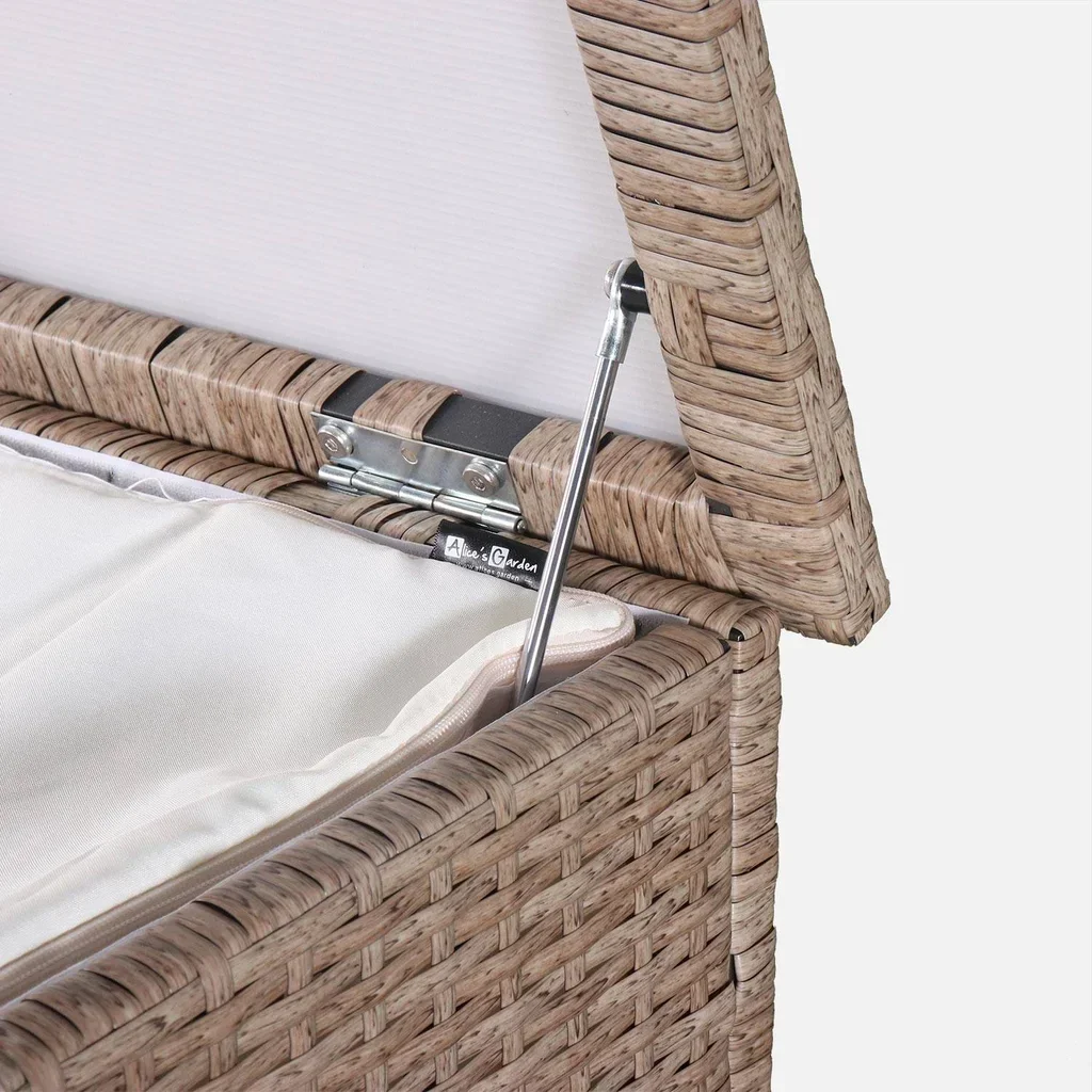 Coffre rangement jardin résine tressée 790L extérieur étanche