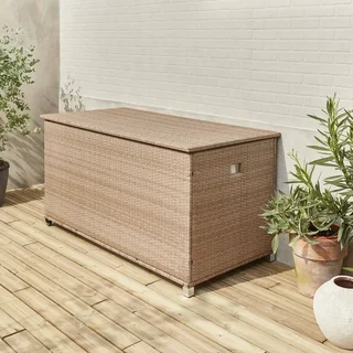 Coffre rangement jardin résine tressée 790L extérieur étanche