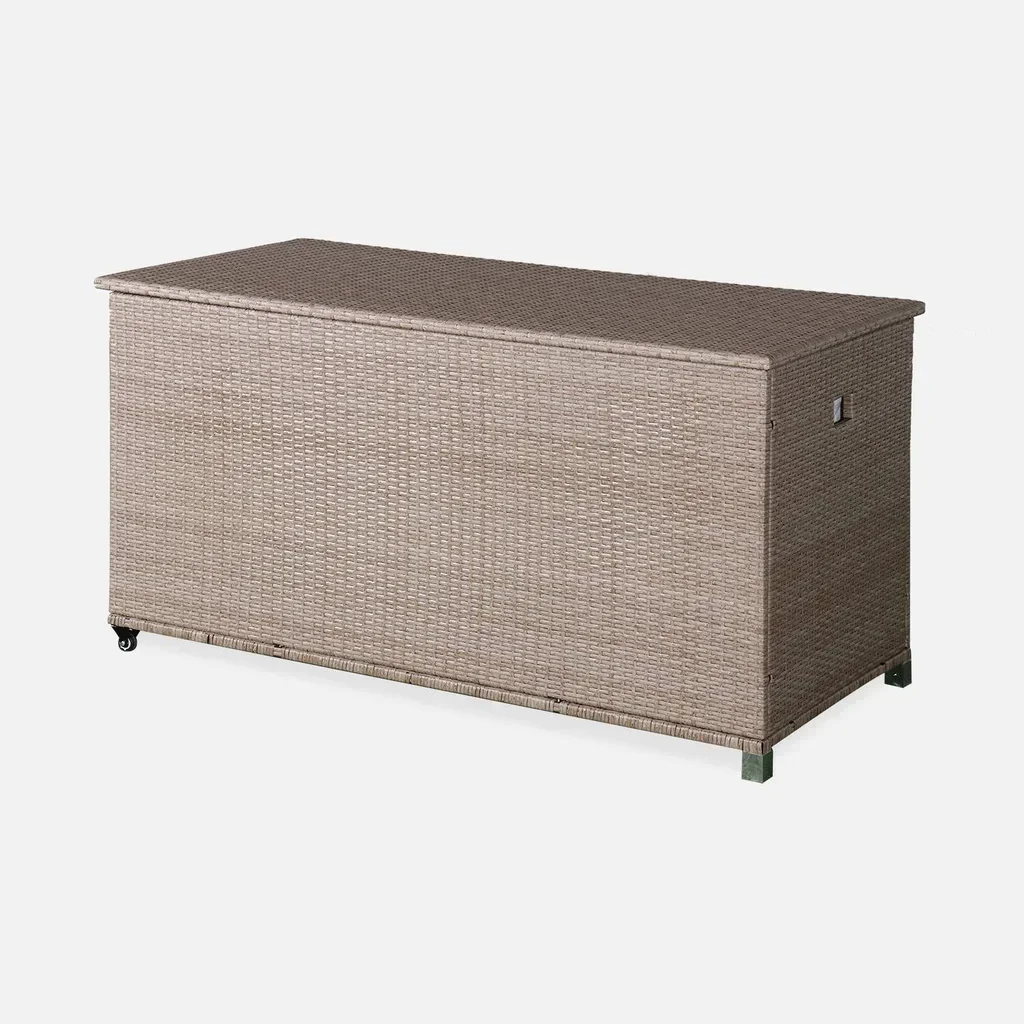 Coffre rangement jardin résine tressée 790L extérieur étanche