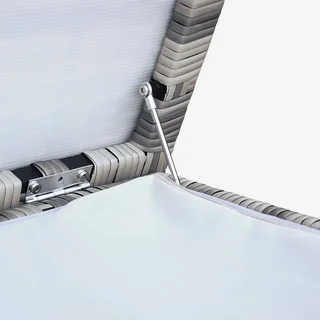 Coffre rangement jardin résine tressée 790L aluminium roulettes Cassapanca