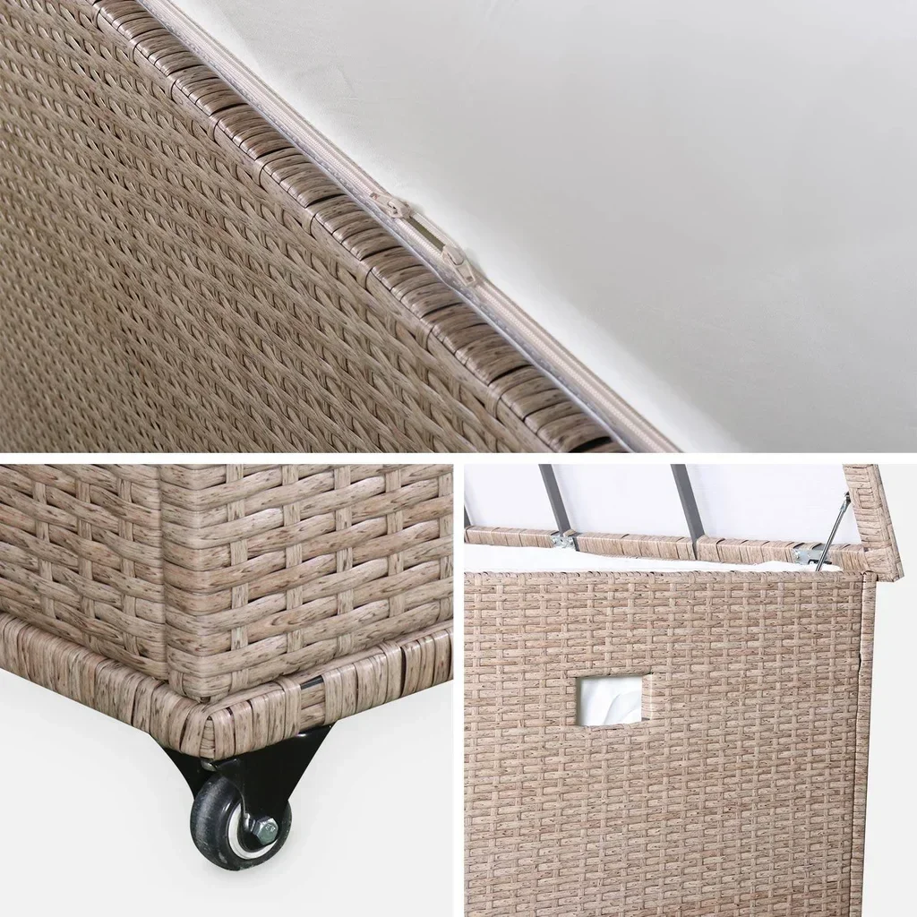 Coffre rangement jardin résine tressée 790L extérieur étanche