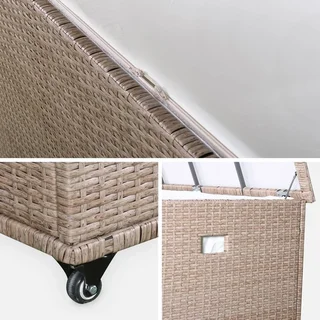 Coffre rangement jardin résine tressée 790L extérieur étanche