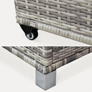 Coffre rangement jardin résine tressée 790L aluminium roulettes Cassapanca