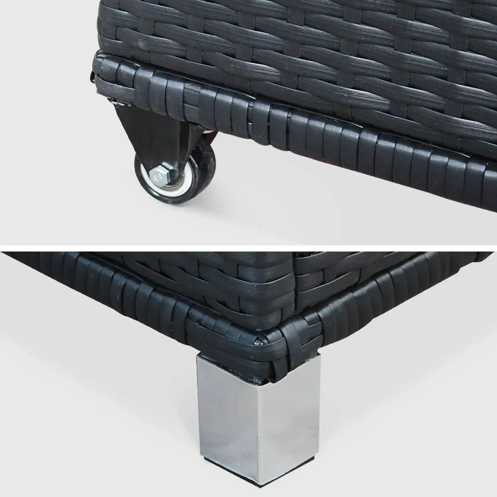 Coffre rangement jardin résine tressée 790L étanche avec roulettes
