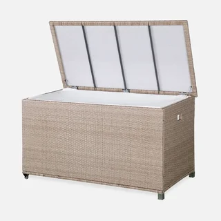 Coffre rangement jardin résine tressée 790L extérieur étanche