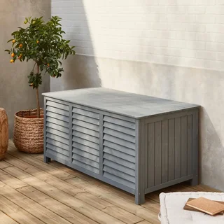 Coffre rangement bois sapin 330L extérieur intérieur gris