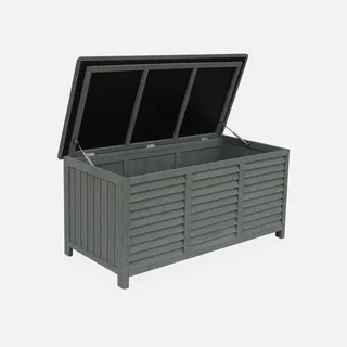 Coffre rangement bois sapin 330L extérieur intérieur gris
