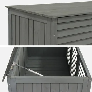 Coffre rangement bois sapin 330L extérieur intérieur gris