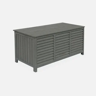 Coffre rangement bois sapin 330L extérieur intérieur gris