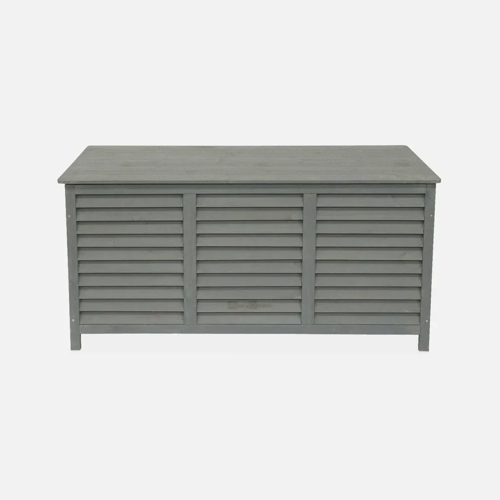 Coffre rangement bois sapin 330L extérieur intérieur gris