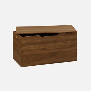 Coffre de rangement bout de lit bois noyer style scandinave vintage Népal