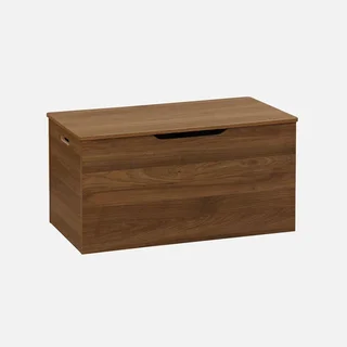 Coffre de rangement bout de lit bois noyer style scandinave vintage Népal