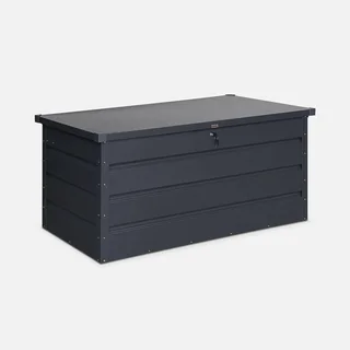 Coffre de rangement extérieur métallique 385L anthracite jardin terrasse