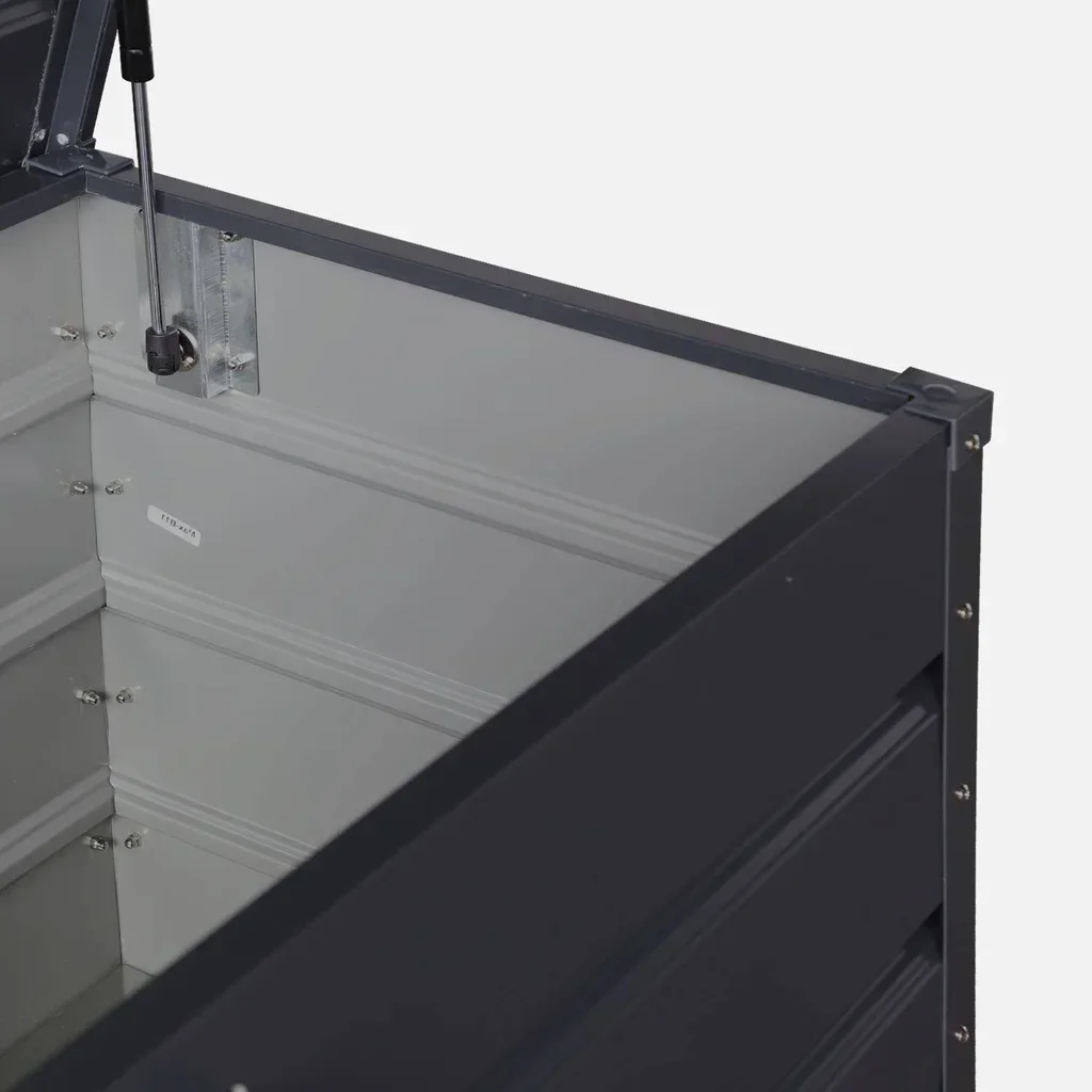 Coffre de rangement extérieur métallique 385L anthracite jardin terrasse