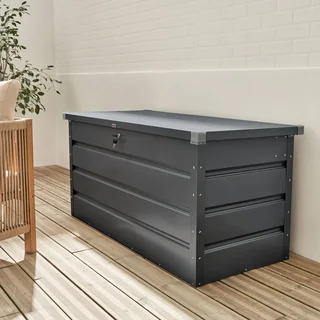Coffre de rangement extérieur métallique 385L anthracite jardin terrasse