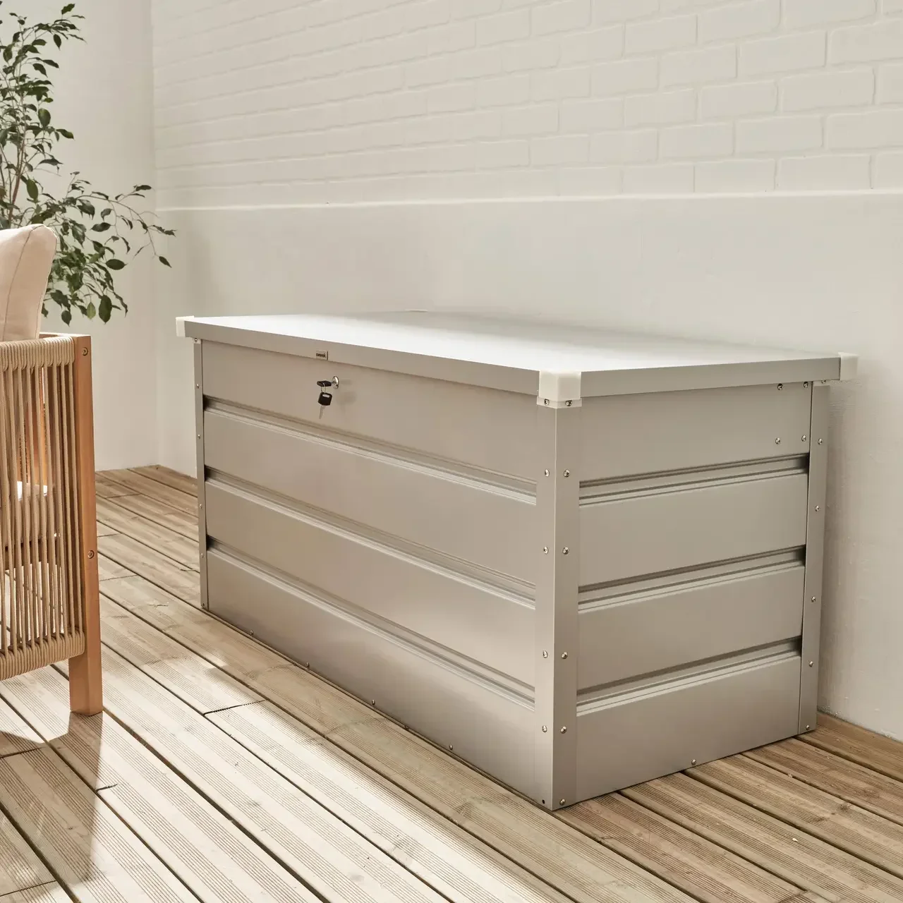 Coffre rangement extérieur métallique 385L anthracite jardin