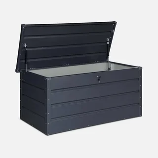 Coffre de rangement extérieur métallique 385L anthracite jardin terrasse
