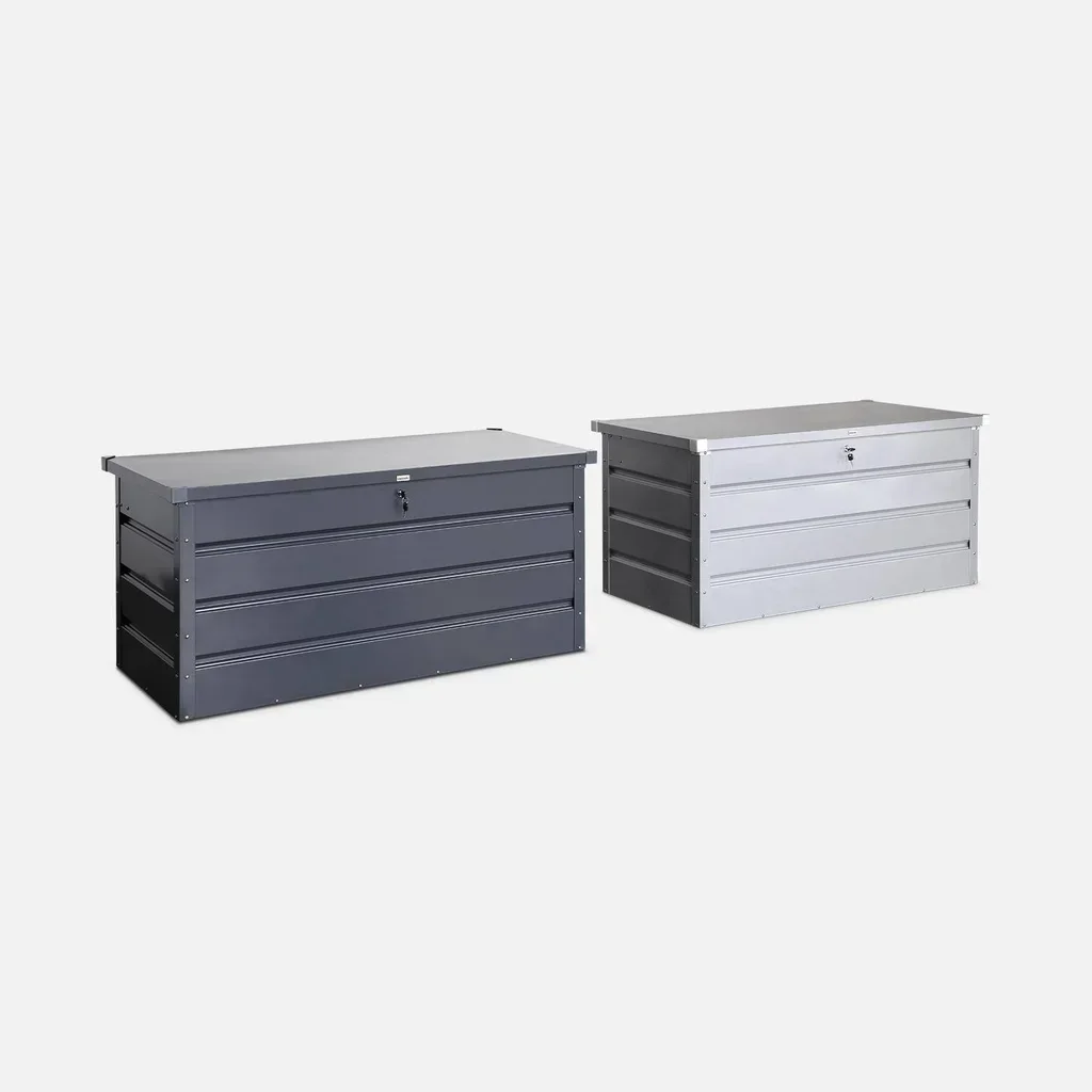 Coffre rangement extérieur métallique 385L anthracite jardin