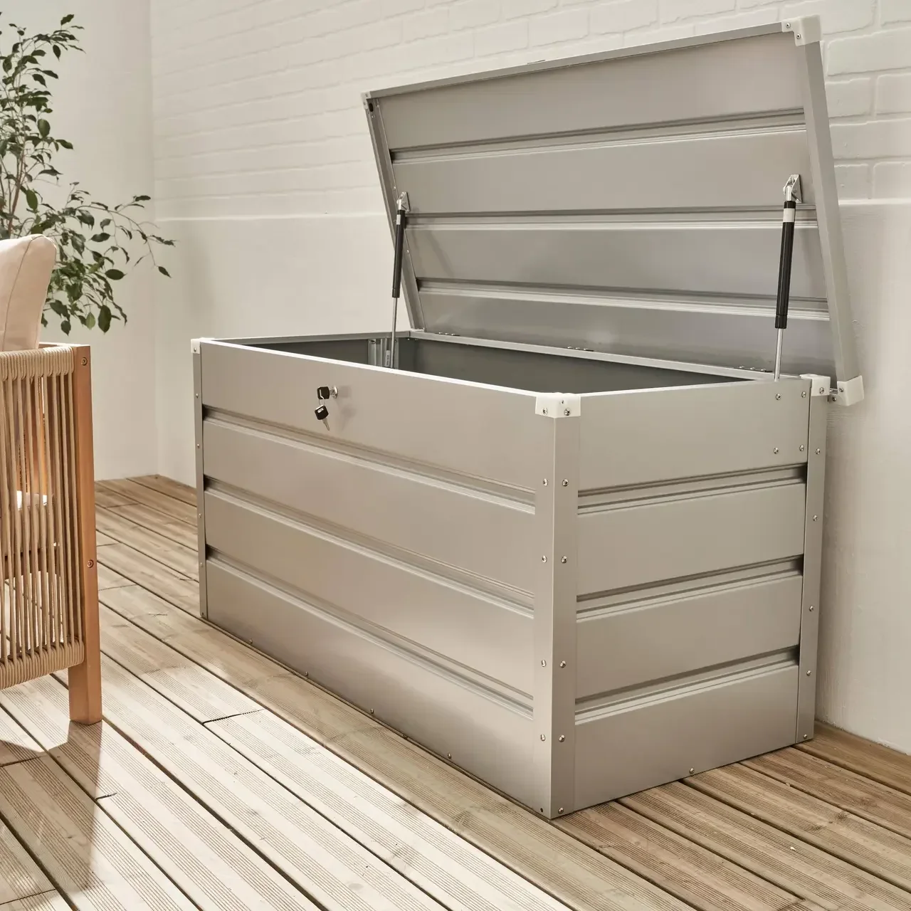 Coffre rangement extérieur métallique 385L anthracite jardin