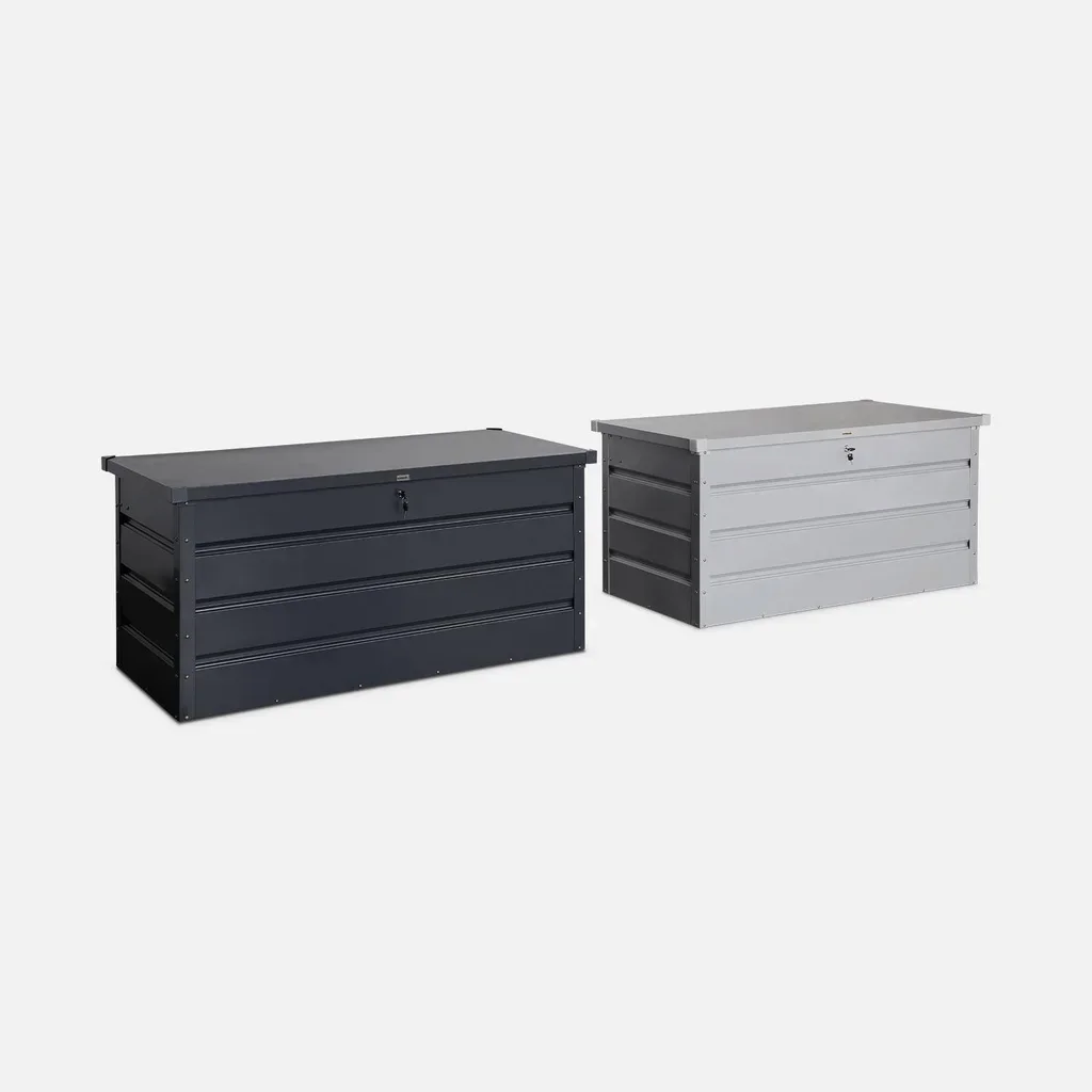 Coffre de rangement extérieur métallique 385L anthracite jardin terrasse