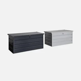 Coffre de rangement extérieur métallique 385L anthracite jardin terrasse