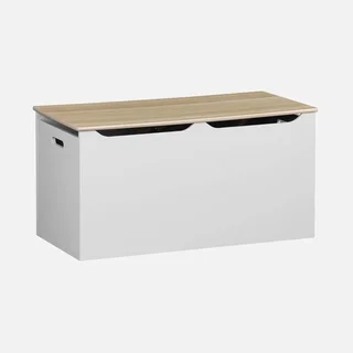 Coffre rangement jouets enfant bois couvercle basculant poignées Tobias