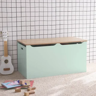 Coffre rangement jouets bois enfant couvercle basculant poignées Tobias
