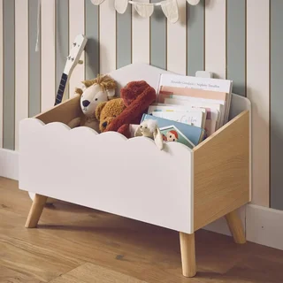 Coffre rangement jouets enfant imitation bois style scandinave Azur