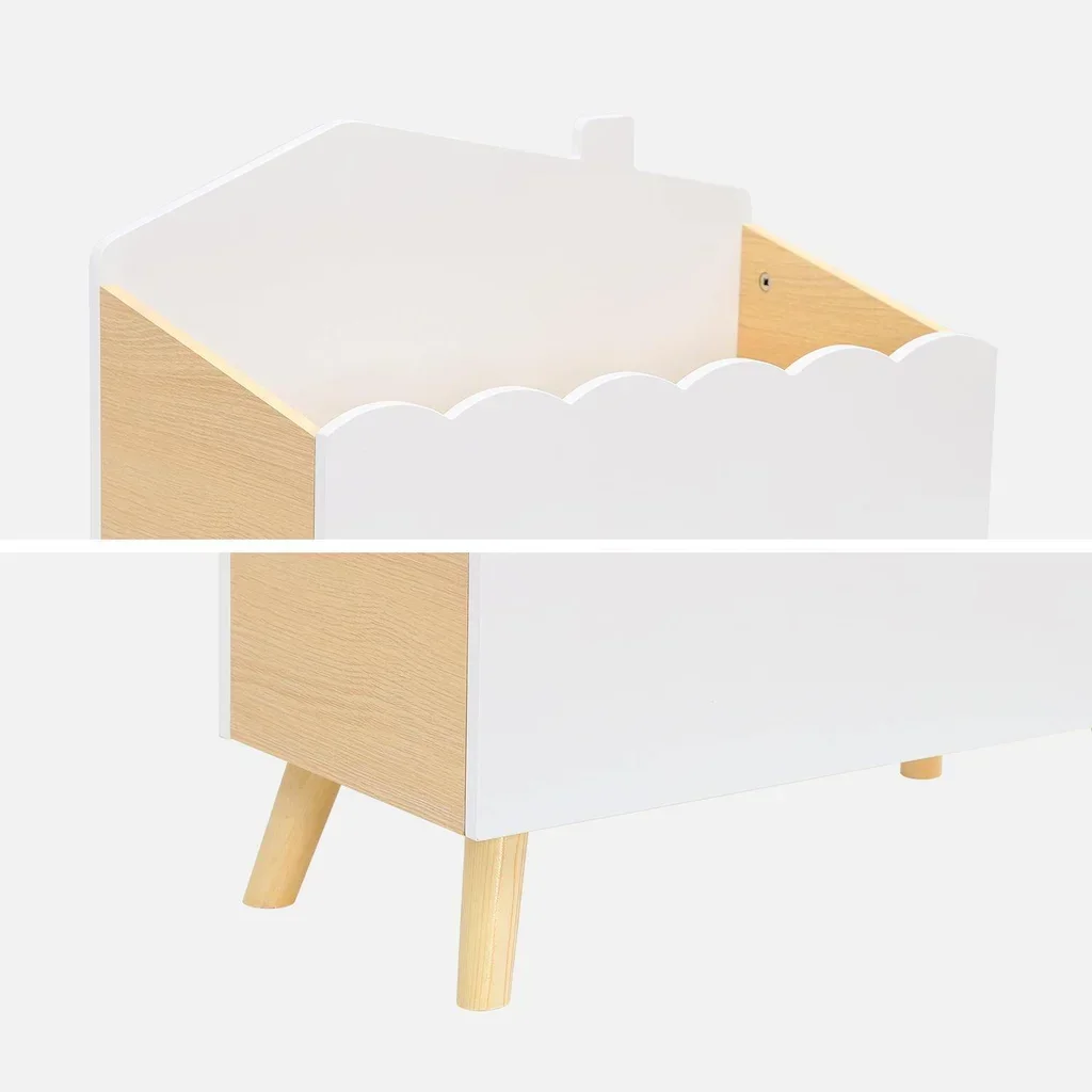 Coffre rangement jouets enfant imitation bois style scandinave Azur