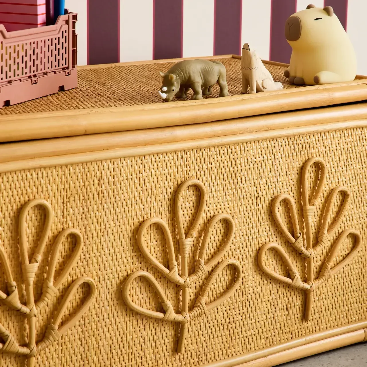 Cassapanca vimini intrecciato cameretta bambini boho Arlo