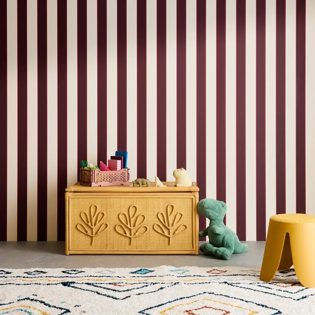 Coffre rangement rotin tressé chambre enfant bohème Arlo