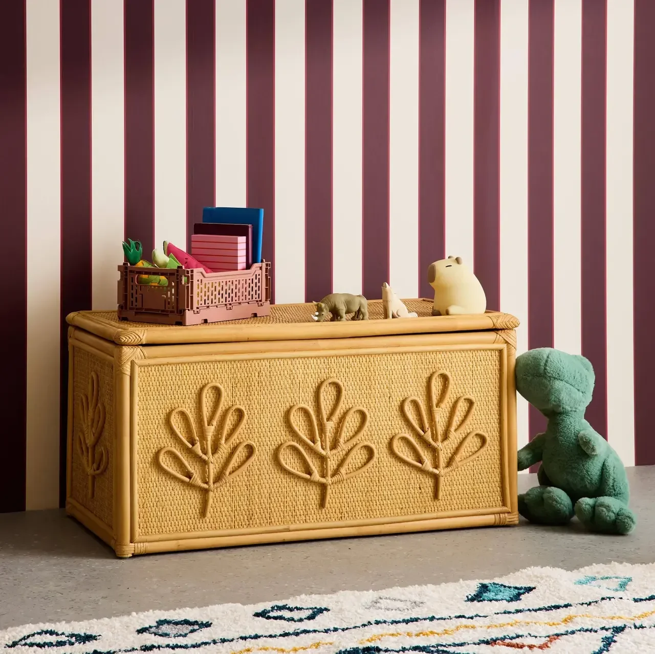 Coffre rangement rotin tressé chambre enfant bohème Arlo