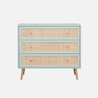 Commode 3 tiroirs bois cannage style bohème vintage