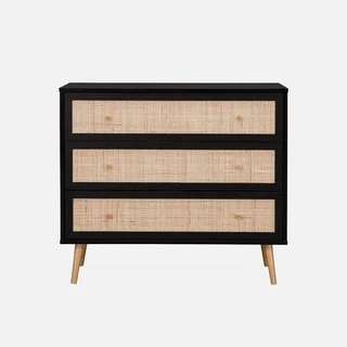 Commode bois 3 tiroirs cannage bohème vintage chambre