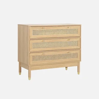 Commode 3 tiroirs bois cannage doré style bohème chic Judith