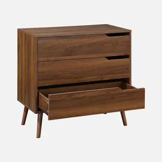 Commode 3 tiroirs bois noyer style scandinave vintage Népal
