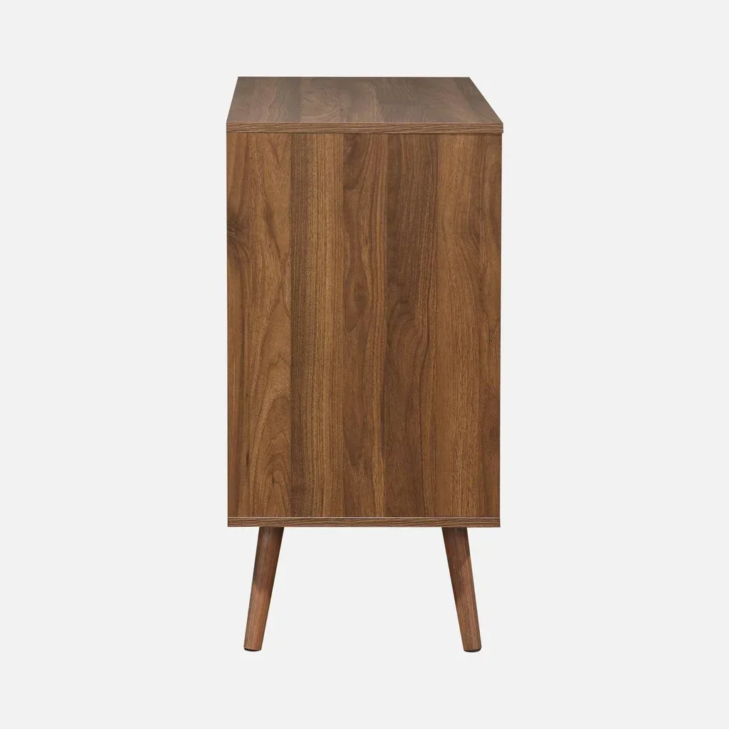 Commode 3 tiroirs bois noyer style scandinave vintage Népal