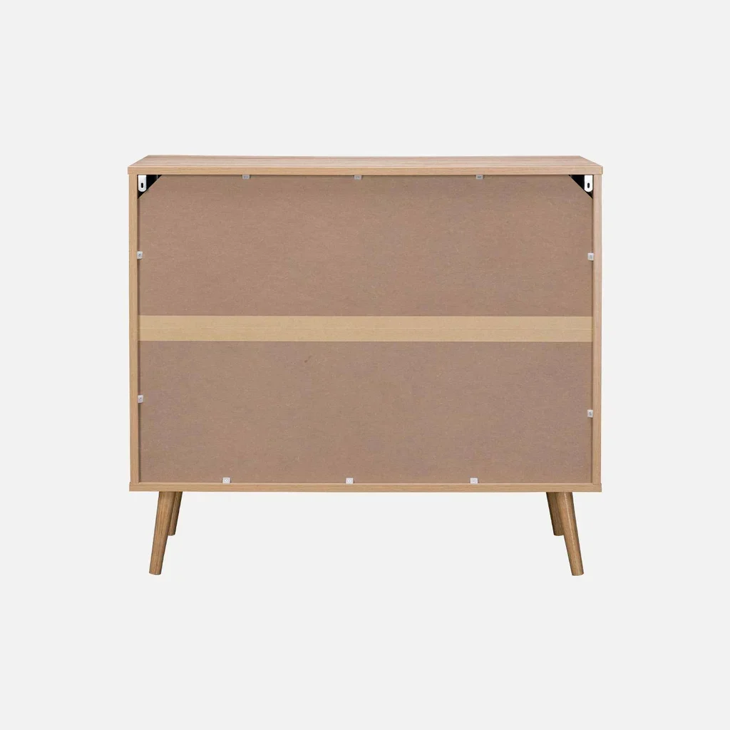 Commode 3 tiroirs cannage arrondi bois naturel Eva