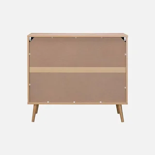 Commode 3 tiroirs cannage arrondi bois naturel Eva