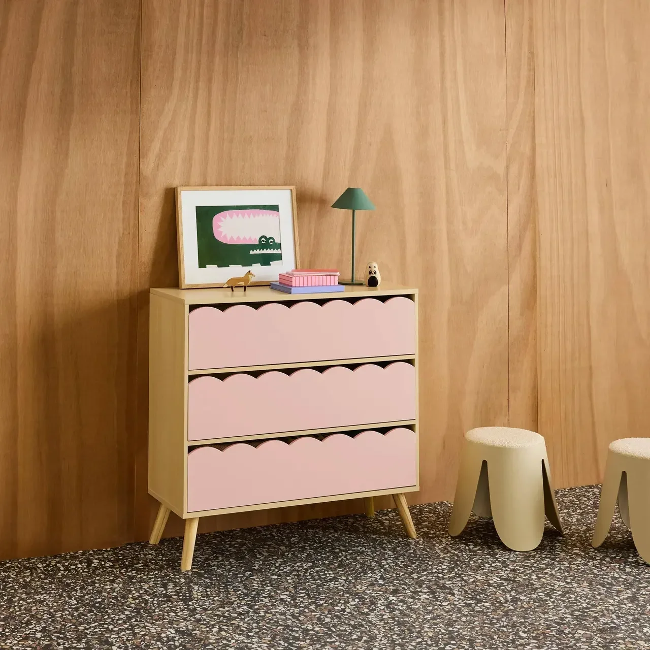 Commode enfant 3 tiroirs bois naturel style scandinave Azur
