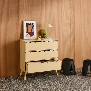 Commode 3 tiroirs enfant Azur bois naturel style scandinave vintage