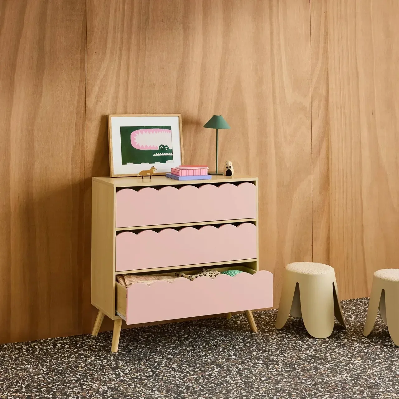 Commode enfant 3 tiroirs bois naturel style scandinave Azur