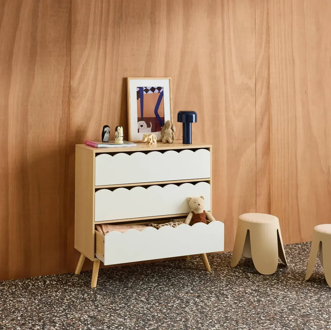 Commode 3 tiroirs enfant Azur bois naturel style scandinave