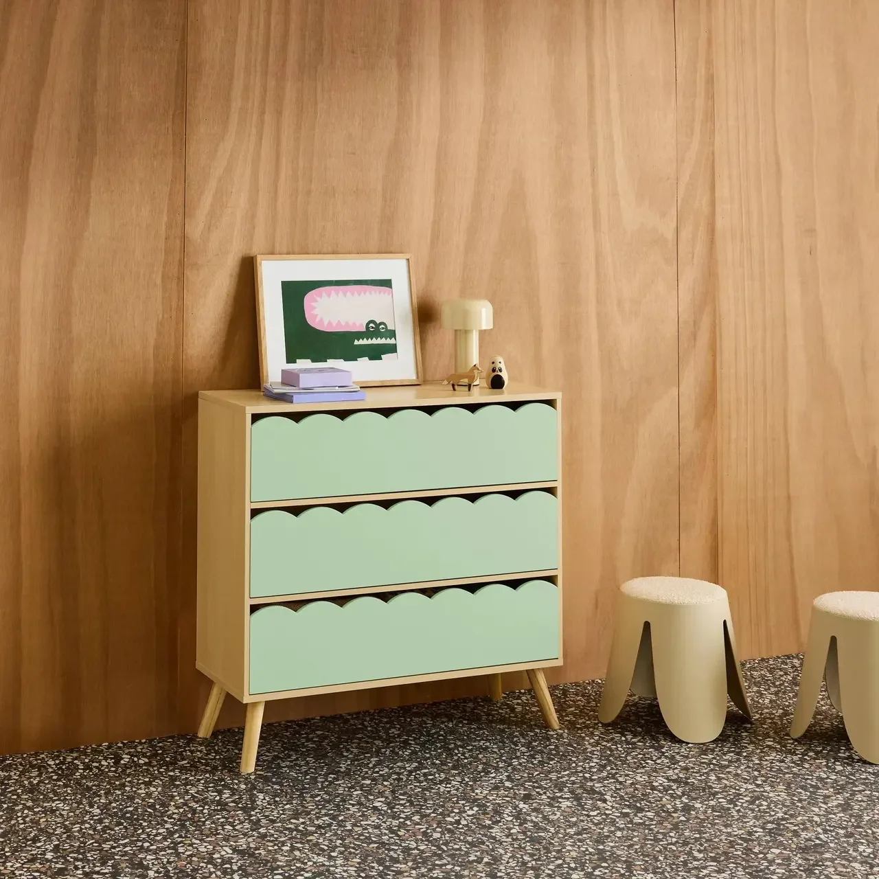 Commode 3 tiroirs enfant bois naturel style scandinave Azur