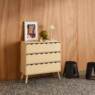 Commode 3 tiroirs enfant Azur bois naturel style scandinave vintage