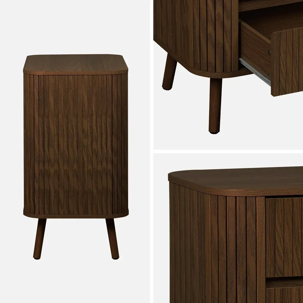 Commode 3 tiroirs façade striée bois pin massif style scandinave Legacy