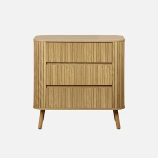 Commode 3 tiroirs façade striée bois naturel style scandinave Legacy