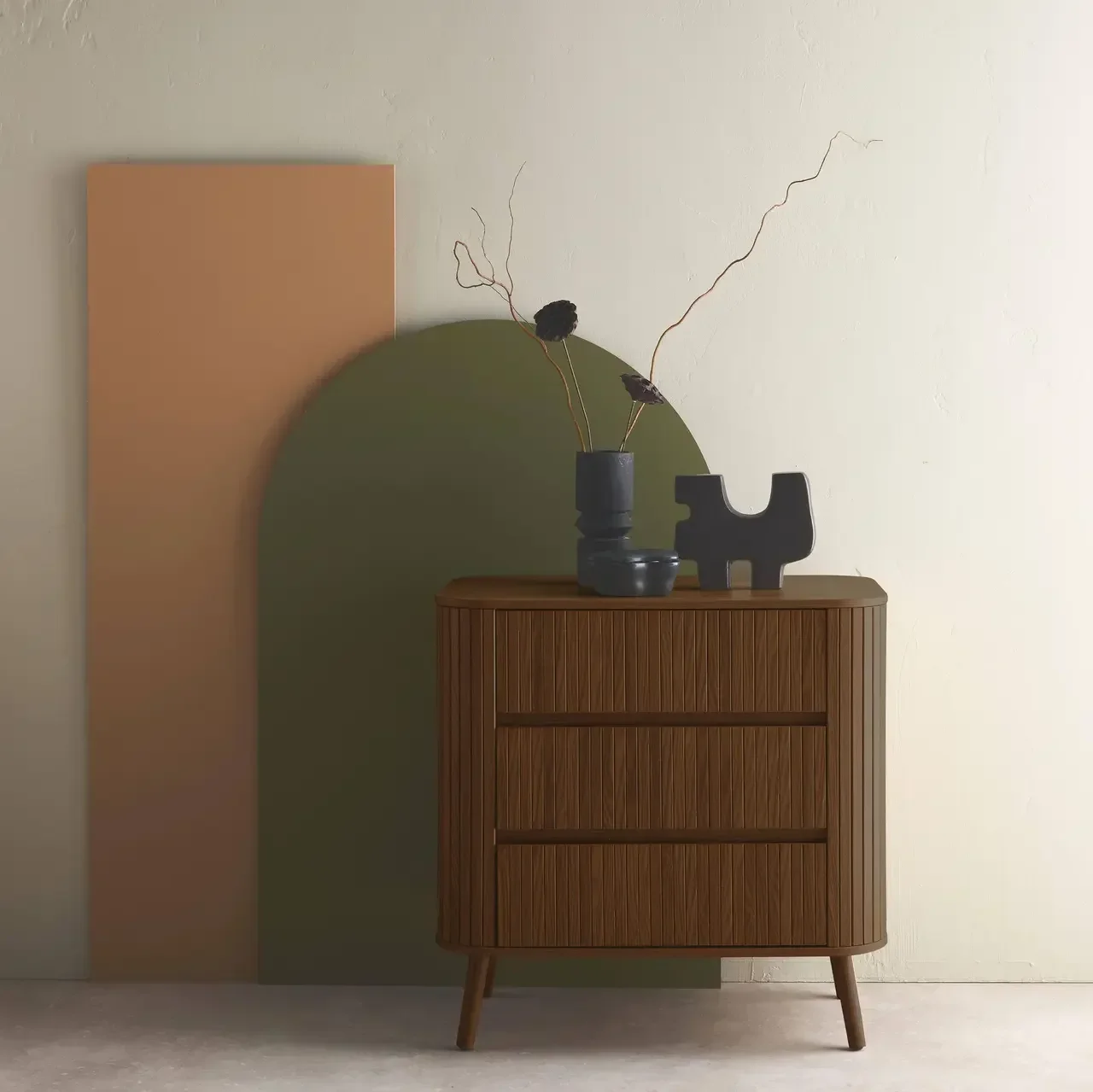 Commode 3 tiroirs façade striée bois pin massif style scandinave Legacy