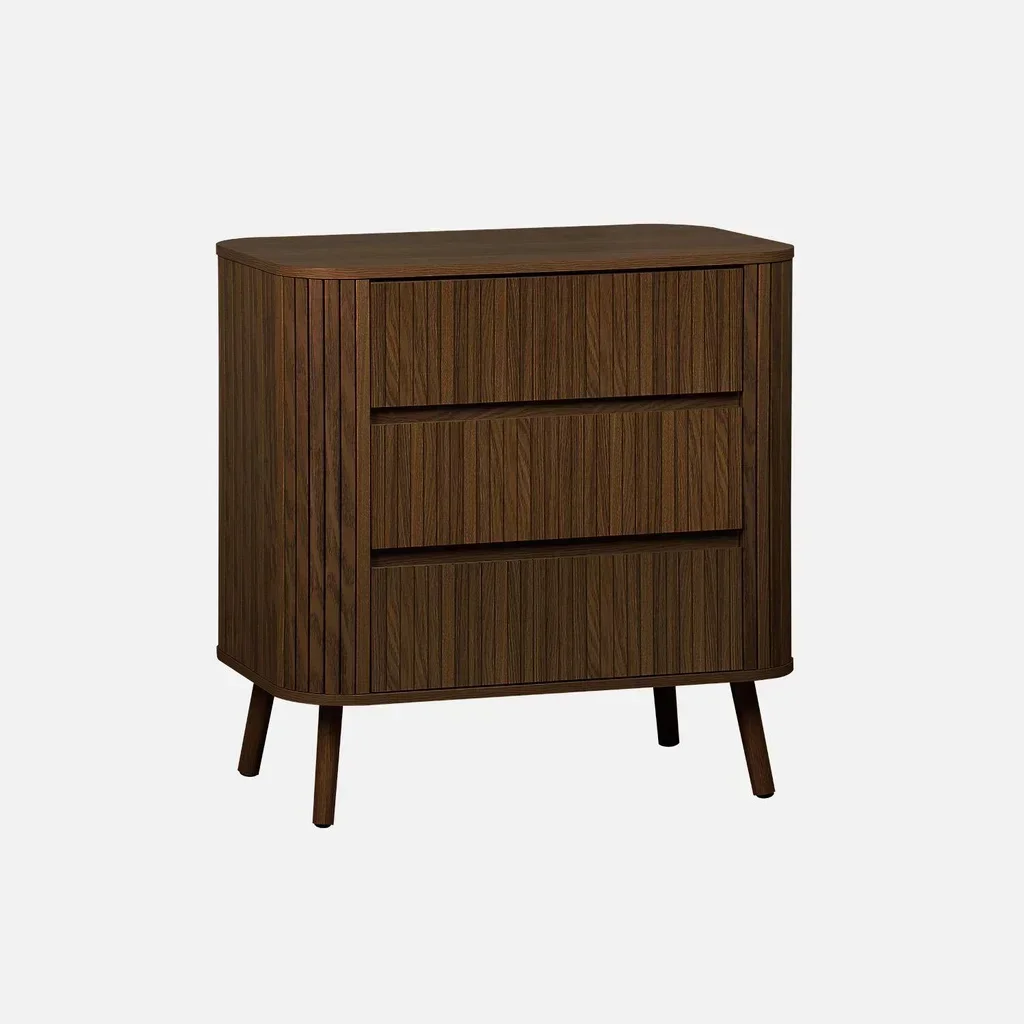 Commode 3 tiroirs façade striée bois pin massif style scandinave Legacy