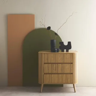 Commode 3 tiroirs façade striée bois naturel style scandinave Legacy